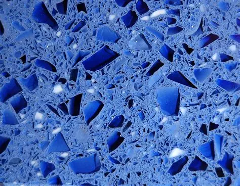 Deep blue terrazzo stone surface.| Mainland Stoneworks